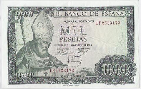 Espagne SPAIN 1000 PESETAS 19/11/1965 SUP 1F2533173