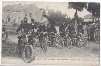 Belgique LA GRANDE GUERRE 1914 Section Motocyclistes Belges près D'Ostende