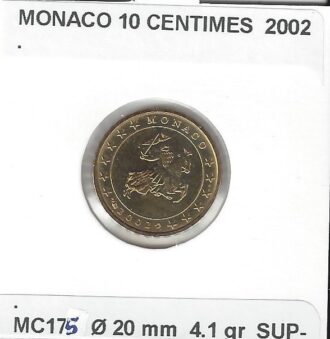 MONACO 2002 10 CENTIMES SUP-