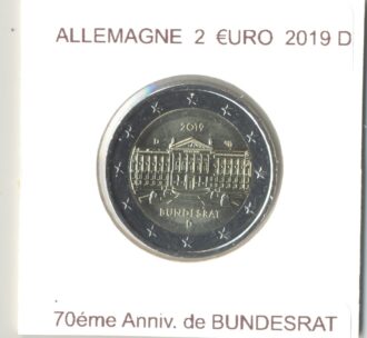 ALLEMAGNE 2019 D 2 EURO COMMEMORATIVE 70 eme ANNIVERSAIRE DE BUNDESRAT SUP