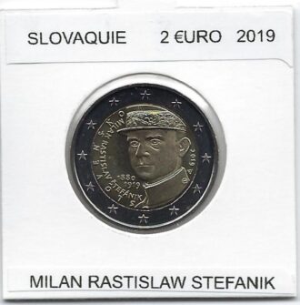 SLOVAQUIE 2019 2 EURO Commemorative MILAN RASTISLAV STEFANIK SUP
