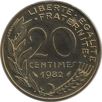 FRANCE 20 CENTIMES LAGRIFFOUL 1982 FDC