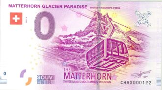 SUISSE 2019-4 MATTERHORN GLACIER PARADISE BILLET SOUVENIR 0 EURO TOURISTIQUE NEUF