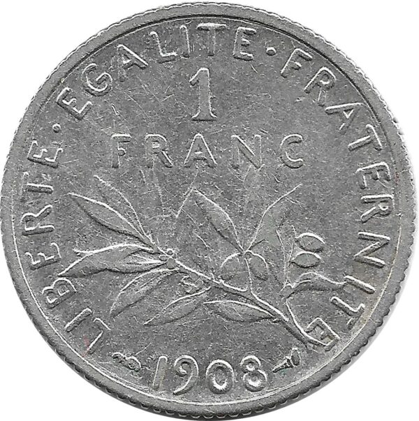 FRANCE 1 FRANC SEMEUSE 1908 TTB