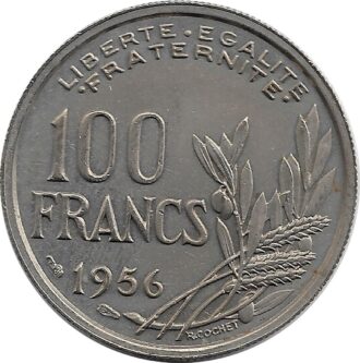 FRANCE 100 FRANCS COCHET 1956 TTB+