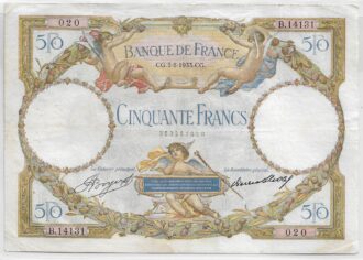 FRANCE 50 FRANCS L.O. MERSON SERIE B.14131 3-8-1933 TTB
