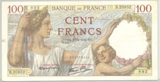 FRANCE 100 FRANCS SULLY SERIE B.20952 17-4-1941 SUP