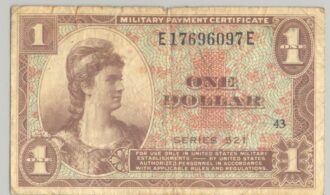 U.S.A. 1 DOLLAR 1954 MILITARY PAYMENT CERTIFICATE SERIE 521 TB+