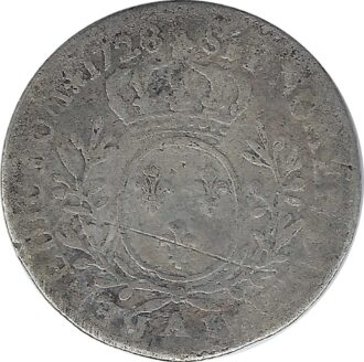LOUIS XV (1715-1774 ) 1/10 ECU BRANCHES D'OLIVIER 1728 A (Paris) B+