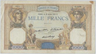 FRANCE 1000 FRANCS CERES ET MERCURE 16 JUILLET 1931 SERIE N.1466 TB+