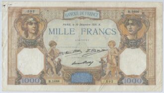 FRANCE 1000 FRANCS CERES ET MERCURE 10 DECEMBRE 1931 SERIE B.1666 TB+