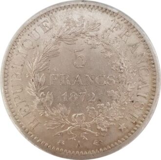 FRANCE 5 FRANCS HERCULE DUPRE 1872 A (Paris) TTB