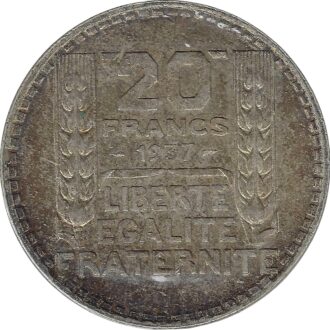 FRANCE 20 FRANCS TURIN 1937 TTB+