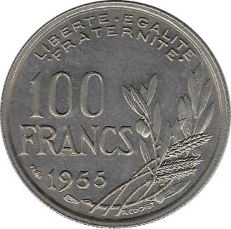FRANCE 100 FRANCS COCHET 1955 B SUP