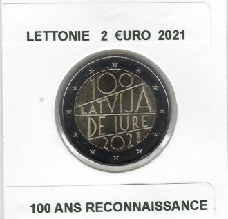 LETTONIE 2021 2 EURO COMMEMORATIVE 100 ANS RECONNAISSANCE SUP-