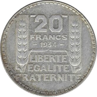 FRANCE 20 FRANCS TURIN 1934 TTB+ N2