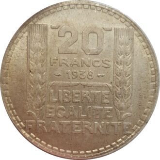 FRANCE 20 FRANCS TURIN 1938 TTB+