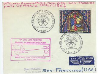 1er VOL JET CLIPPER PAN AMERICAN PARIS - NEW YORK - SAN FRANCISCO 1er AVRIL 1967 (25-26 MARS 1967)