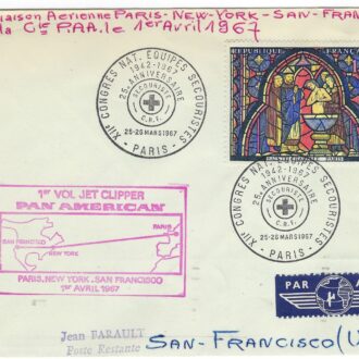 1er VOL JET CLIPPER PAN AMERICAN PARIS - NEW YORK - SAN FRANCISCO 1er AVRIL 1967 (25-26 MARS 1967)