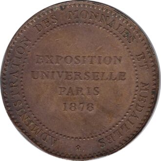 MEDAILLE - EXPOSITION UNIVERSELLE PARIS 1878 ADMINISTRATION DES MONNAIES ET MEDAILLES TB+