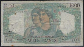 FRANCE 1000 FRANCS MINERVE ET HERCULE 17-2-1949 F.517 TB+
