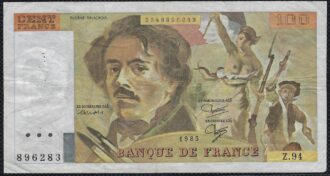 FRANCE 100 FRANCS DELACROIX 1985 SERIE Z.94 TTB