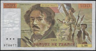 FRANCE 100 FRANCS DELACROIX 1985 SERIE L.98 TTB+
