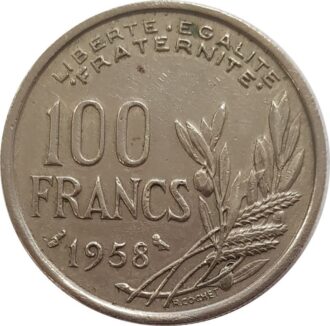 FRANCE 100 FRANCS COCHET 1958 CHOUETTE TTB+