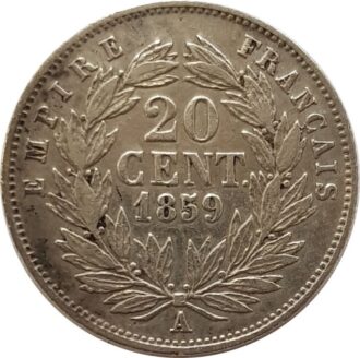 FRANCE 20 CENTIMES NAPOLEON III 1859 A (Paris) TTB