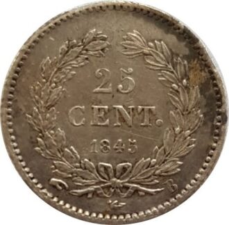 FRANCE 25 CENTIMES LOUIS PHILIPPE I 1845 B (Rouen) TTB