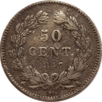 FRANCE 50 CENTIMES LOUIS PHILIPPE 1er 1847 A (Paris) TB+