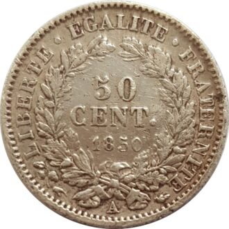 FRANCE 50 CENTIMES CERES 1850 A (Paris) TTB