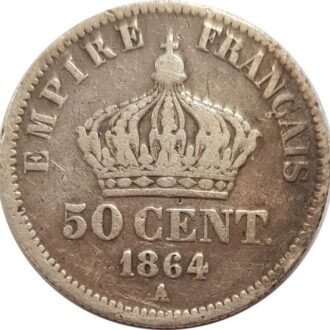 FRANCE 50 CENTIMES NAPOLEON III 1864 A (Paris) TB+