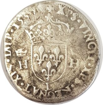 HENRI II (1547-1559) TESTON 1557 L (Bayonne) 1er Type TB-