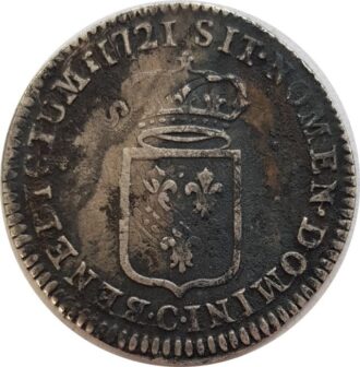 LOUIS XV ( 1715-1774 ) 1/6 ECU DE FRANCE 1721 C (CAEN) TB+