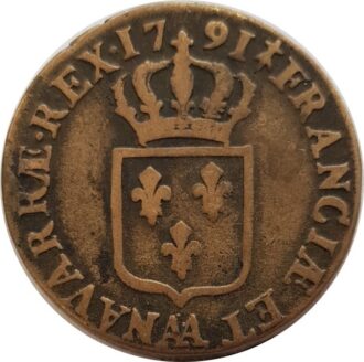 LOUIS XVI (1774-1792) 1 SOL 1791 AA (Metz) 2ème semestre TB+