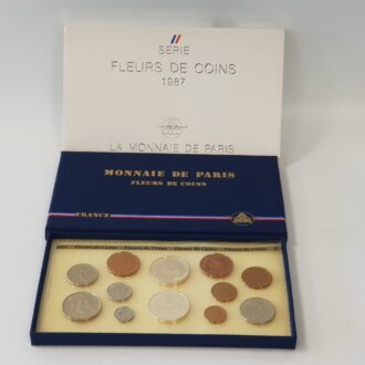 FRANCE 1987 SERIE FDC Fleur De Coin COFFRET 12 monnaies 1 centime à 100 Francs