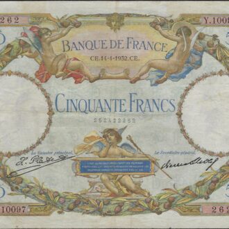 FRANCE 50 FRANCS L.O. MERSON 14-04-1932 Y.10097 TB+