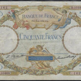 FRANCE 50 FRANCS L.O. MERSON 16-06-1932 D.10460 TB+