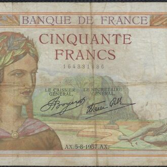 FRANCE 50 FRANCS CERES 5-8-1937 G.6574 TB
