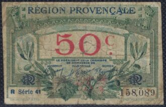REGION PROVENCALE 50 CENTIMES 1922 SERIE XXI TB