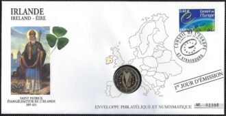 ENVELOPPE PHILATELIQUE NUMISMATIQUE CONSEIL EUROPE 2 EURO IRLANDE 2005